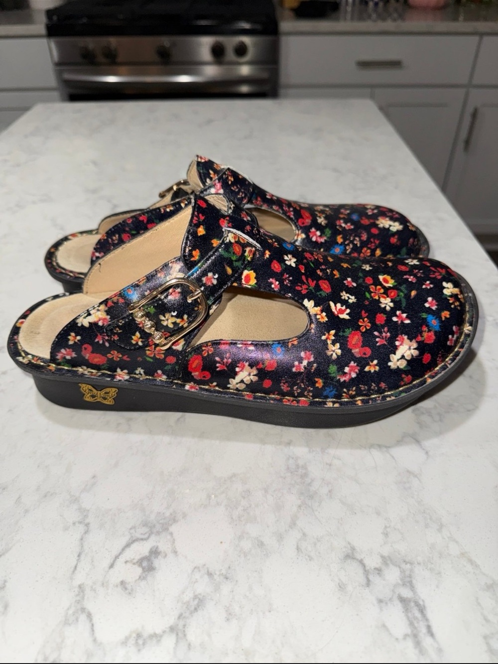 NWOT Alegria Floral Clogs